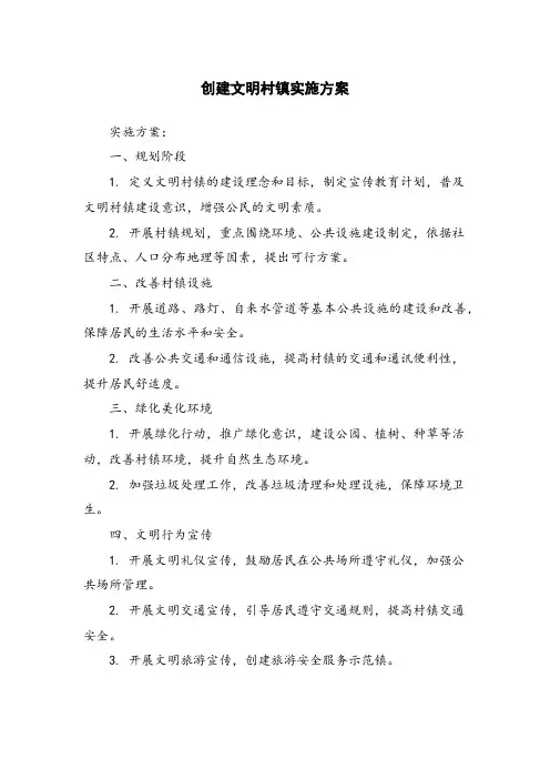 创建文明村镇实施方案