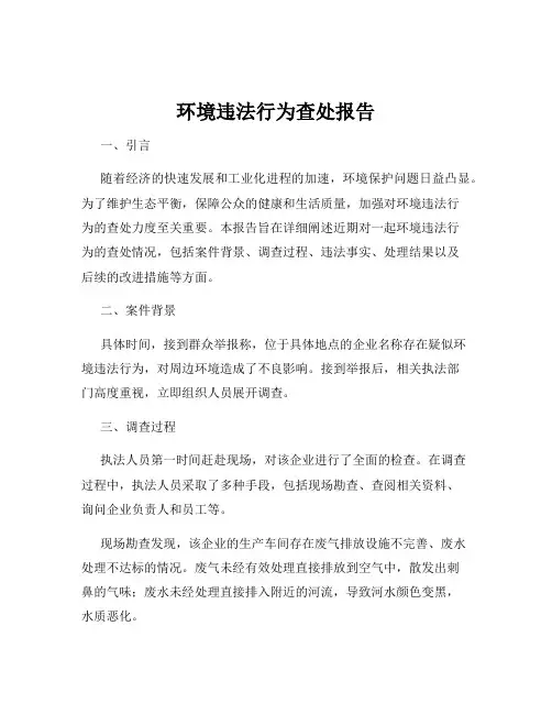 环境违法行为查处报告
