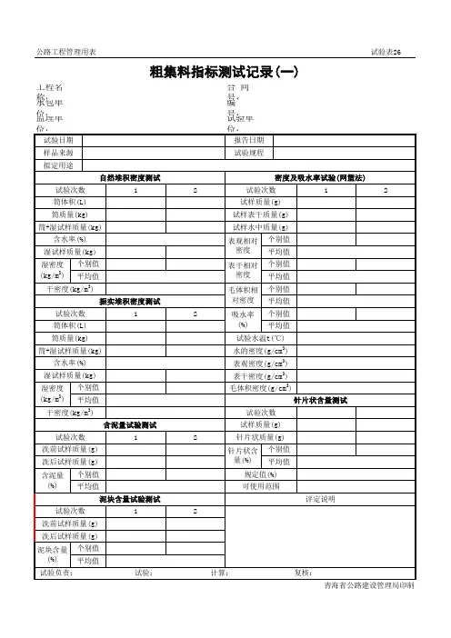 粗集料指标测试记录(一)