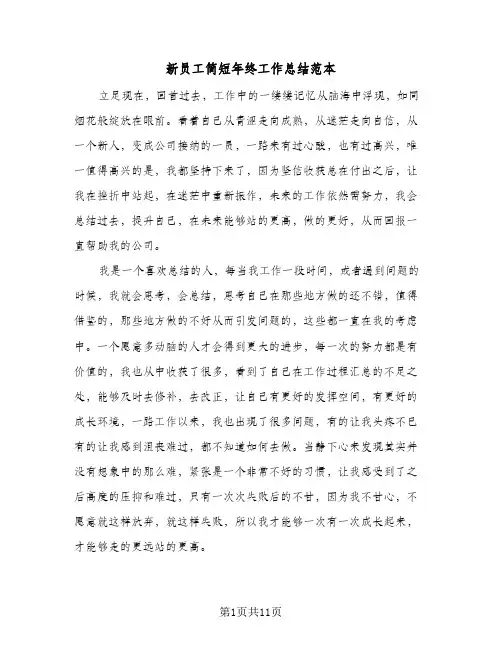 新员工简短年终工作总结范本(6篇)