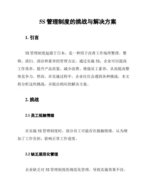 5S管理制度的挑战与解决方案