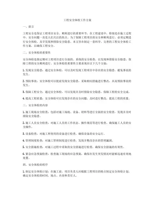 工程安全体检工作方案