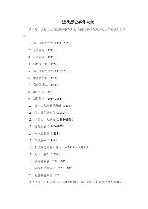 近代历史事件大全