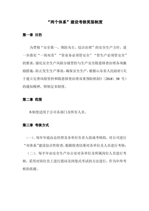 “两个体系”建设考核奖惩制度
