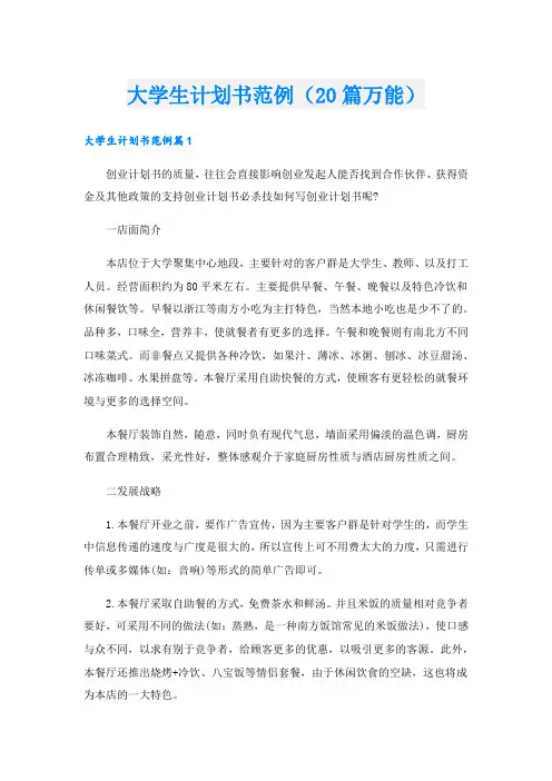 大学生计划书范例(20篇万能).doc