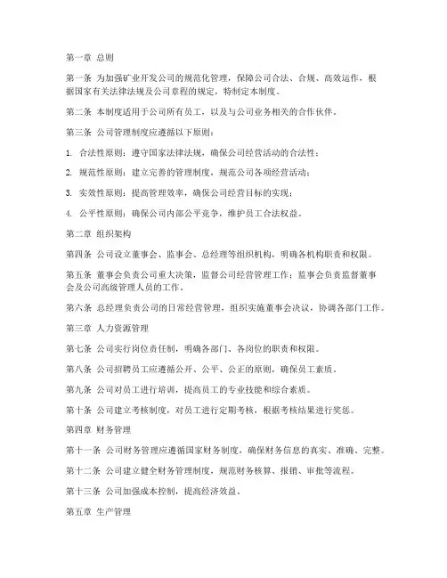 矿业开发公司管理制度范本