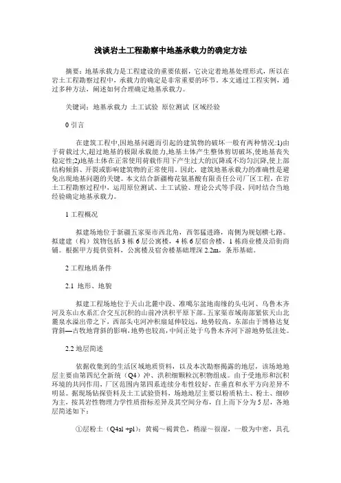 浅谈岩土工程勘察中地基承载力的确定方法