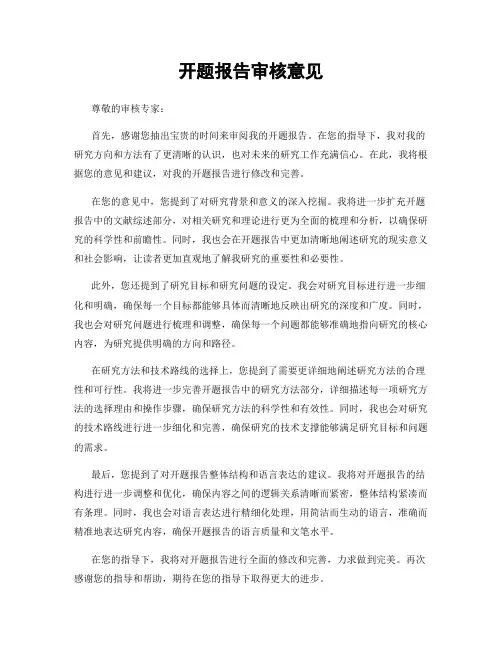 开题报告审核意见
