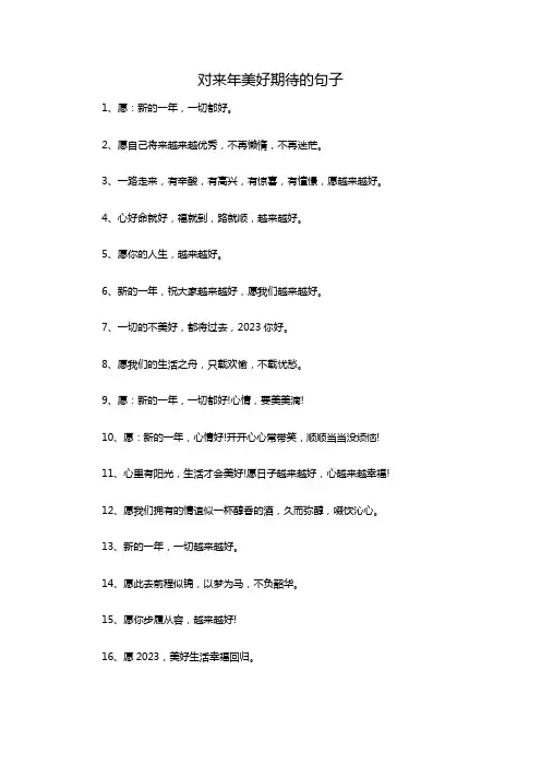 对来年美好期待的句子