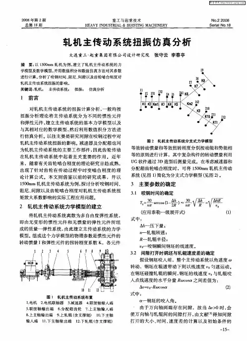 轧机主传动系统扭振仿真分析