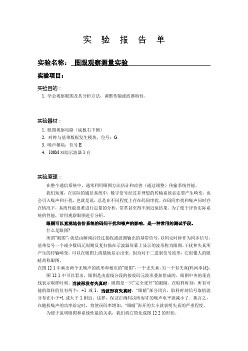 图眼观察测量实验(通信基础实验)