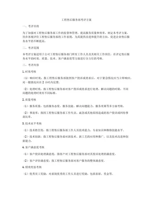 工程售后服务部考评方案