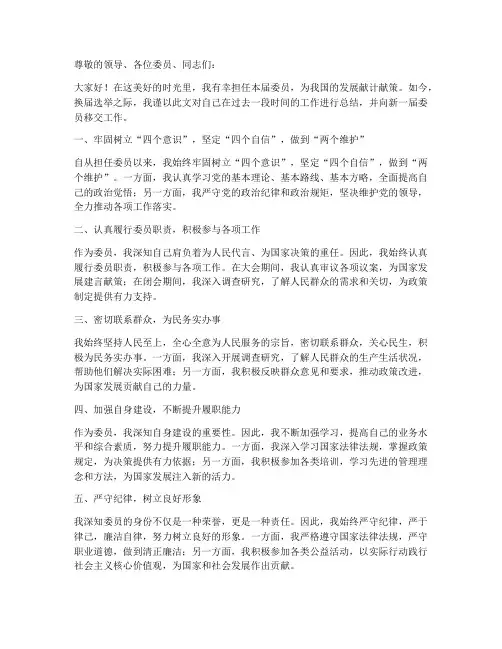委员换届选举个人工作总结