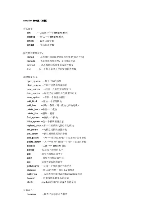 matlab仿真(simulink)命令集