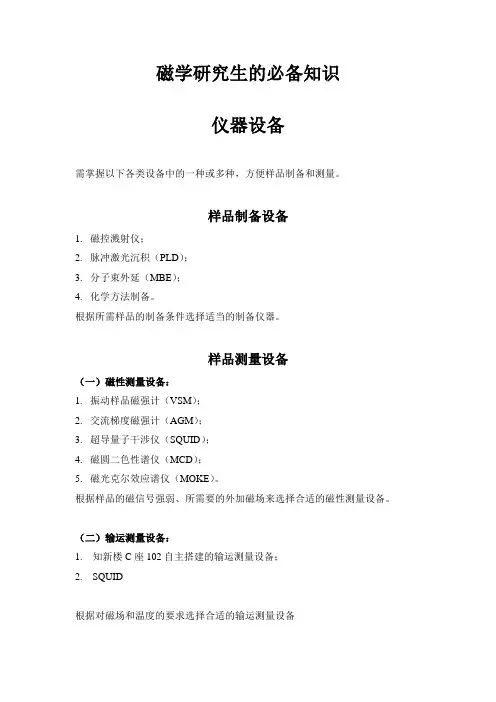 磁学研究生必备知识