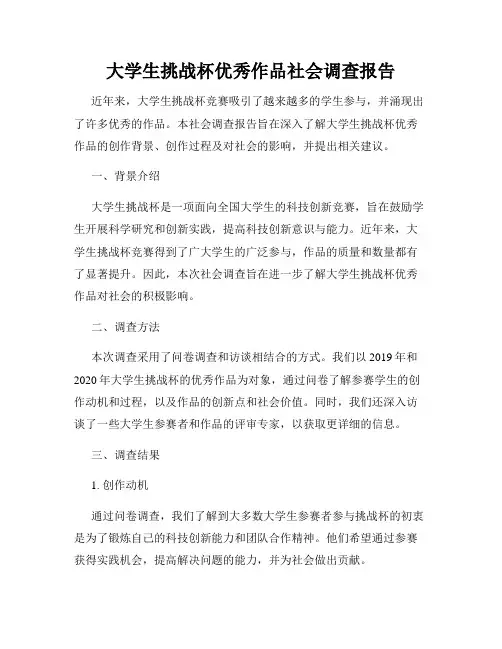 大学生挑战杯优秀作品社会调查报告