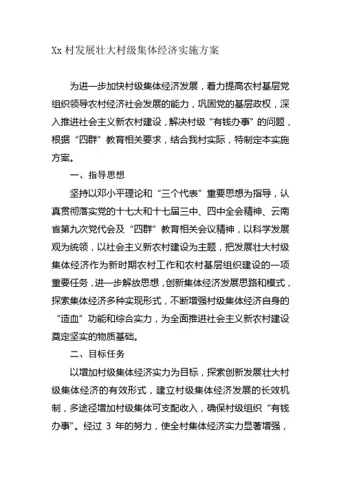发展壮大村级集体经济实施方案