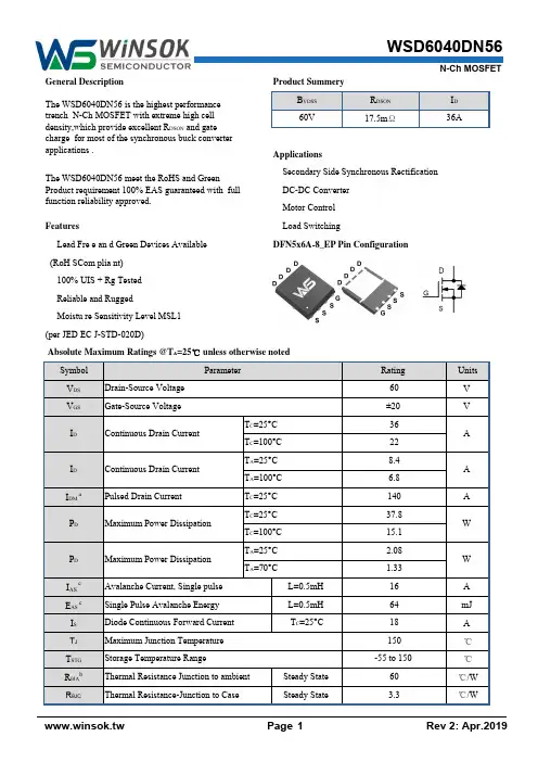 WSD6040DN56 N-Ch MOSFET 产品说明书