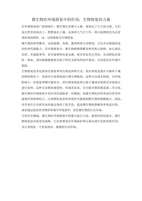 微生物在环境修复中的作用：生物修复的力量