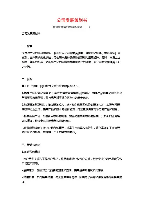 公司发展策划书3篇