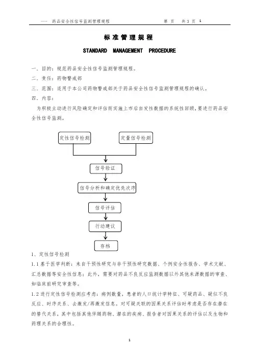 药品安全性信号监测管理规程
