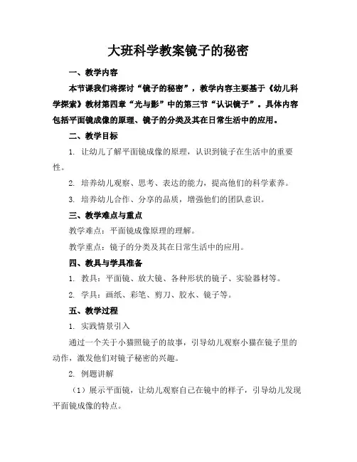 大班科学教案镜子的秘密