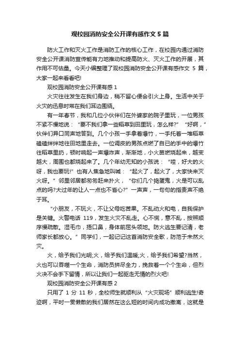 观校园消防安全公开课有感作文5篇