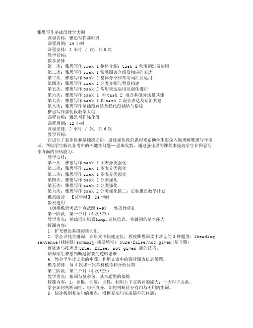 雅思写作教学计划