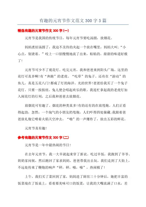 有趣的元宵节作文范文300字5篇