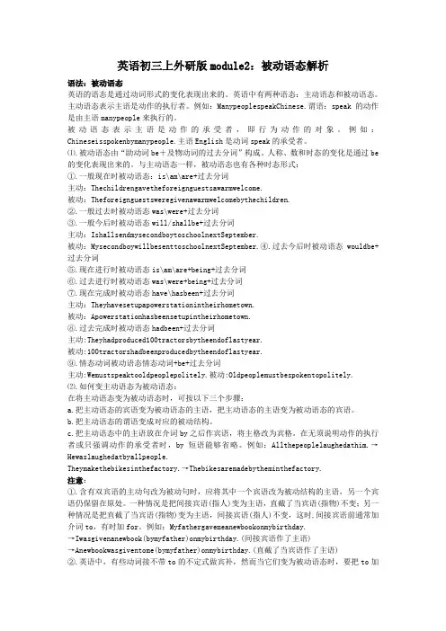 英语初三上外研版module2：被动语态解析