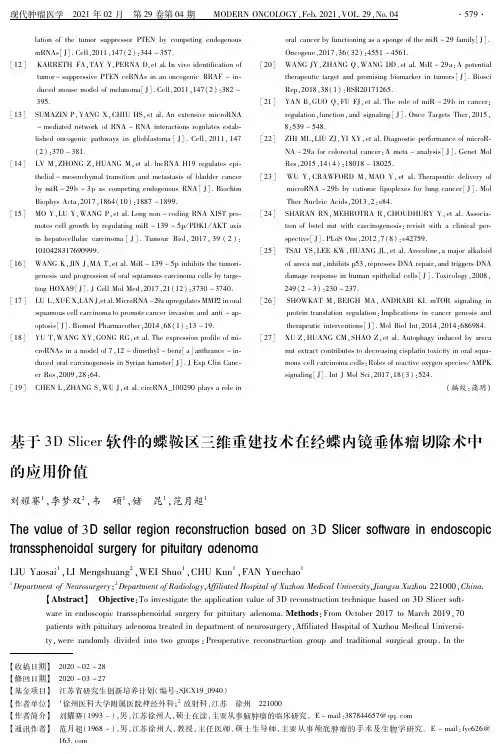 基于3D Slicer软件的蝶鞍区三维重建技术在经蝶内镜垂体瘤切除术中的应用价值