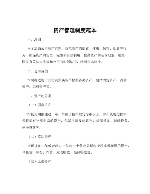 资产管理制度范本