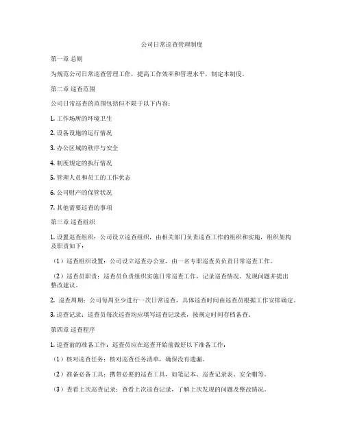 公司日常巡查管理制度