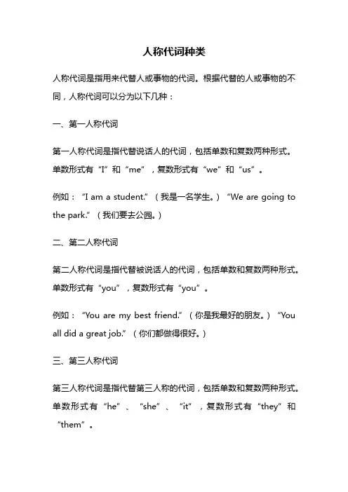 人称代词种类