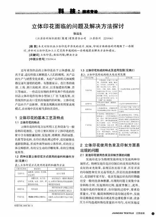 立体印花面临的问题及解决方法探讨
