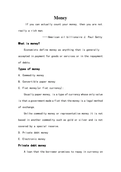 金融英语Lecture 1 Money