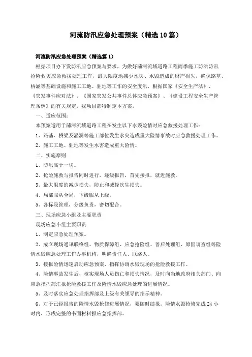 河流防汛应急处理预案(精选10篇)