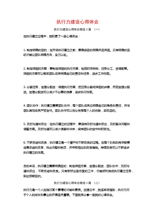 执行力建设心得体会3篇