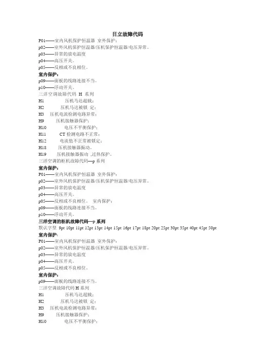 海信日立故障代码