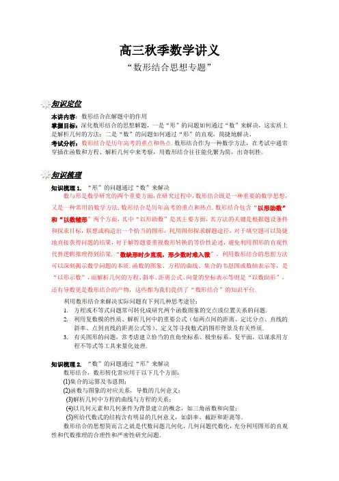高三：数形结合思想专题
