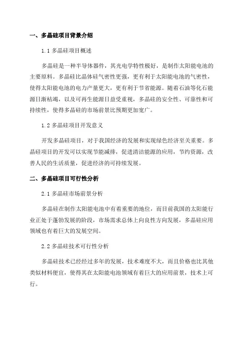 2024年多晶硅项目可行性研究报告