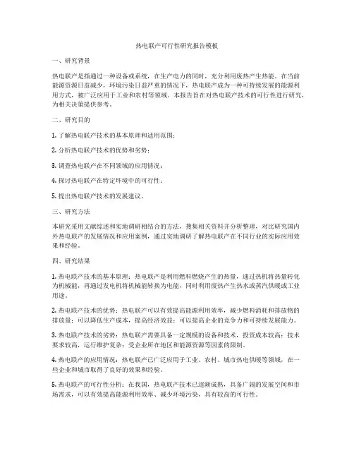 热电联产可行性研究报告模板