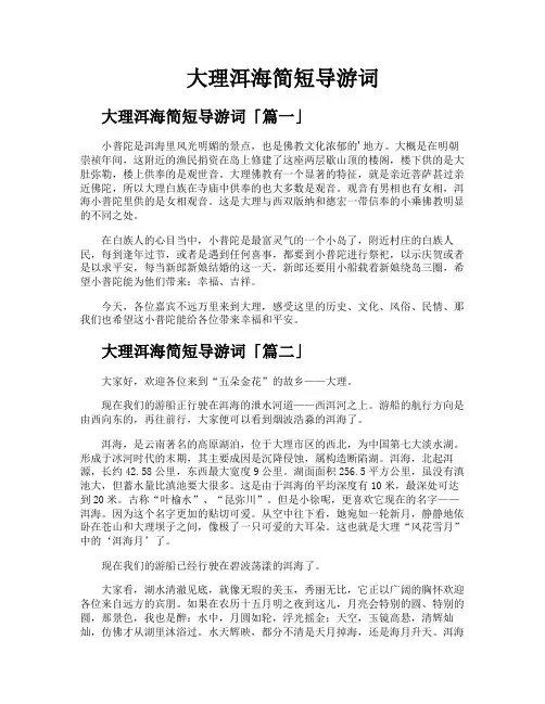 大理洱海简短导游词