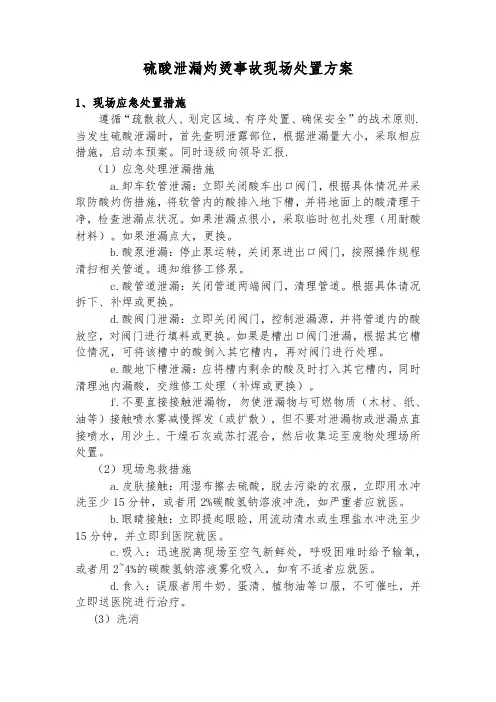 硫酸泄漏灼烫事故现场处置方案