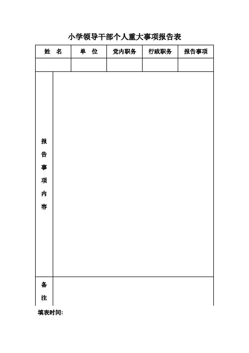 学校领导干部个人重大事项报告表