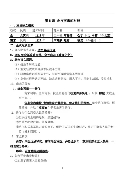 初中历史总复习提纲8-13课(可直接打印)