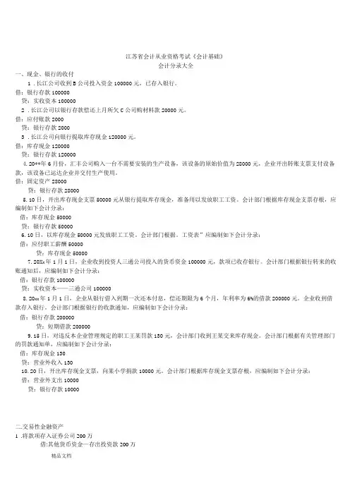 会计基础会计分录大全