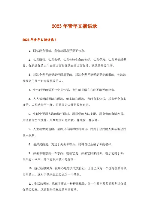 2023年青年文摘语录