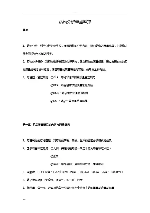 药物分析重点整理