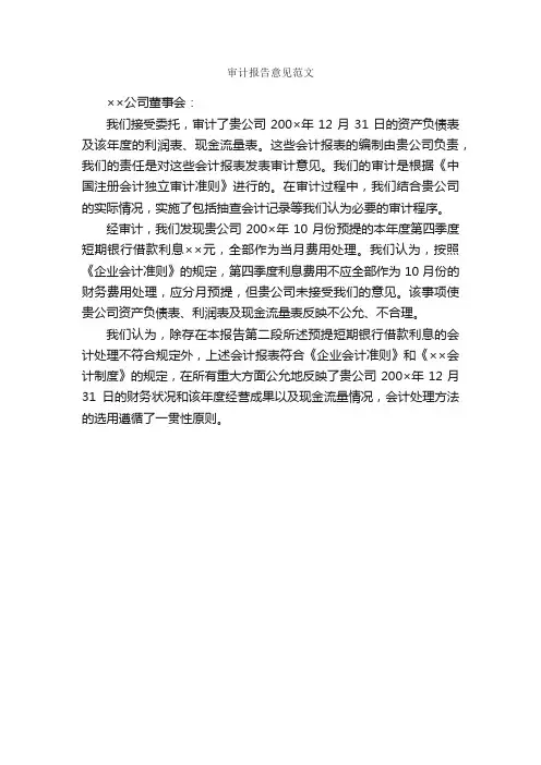 审计报告意见范文_意见_